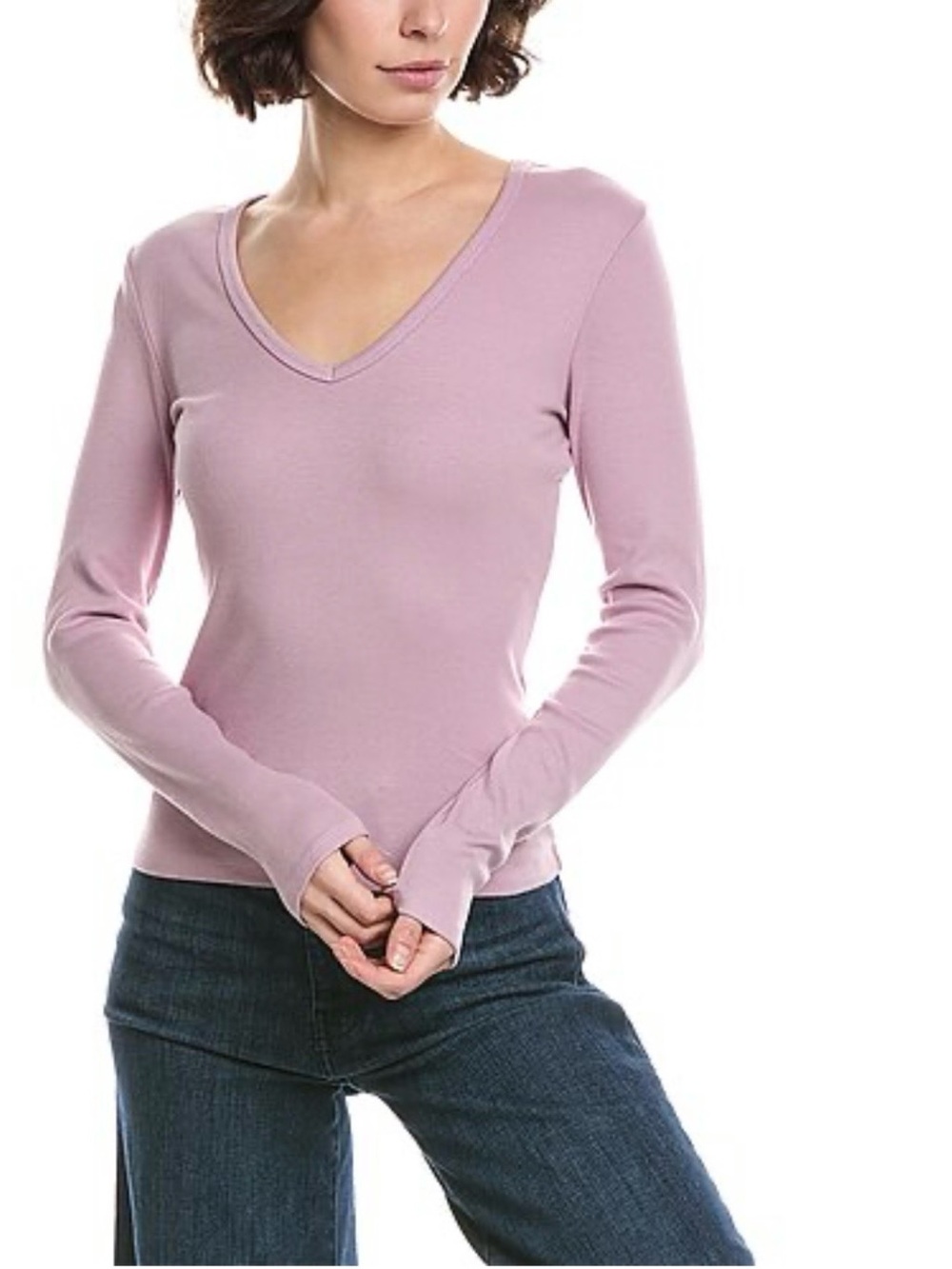 Michael Stars Long Sleeve Remi V-Neck Rib Top